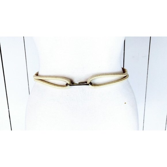 Ivory braided stone beaded rope belt - Picture 4 of 4